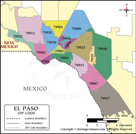 El Paso Zip Codes Map